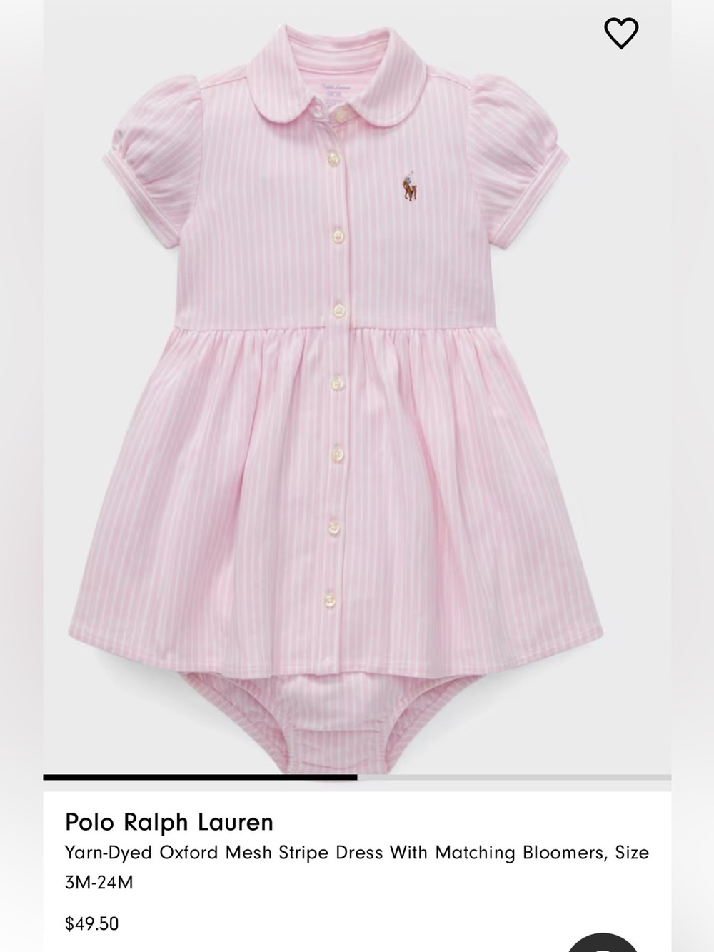 Polo by Ralph Lauren Pink Striped Button-Front Dress with Bloomer